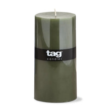 Olive Green Color Studio Pillar Candle TAG