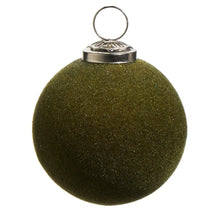 Olive Green Flocked Ball Ornament Raz Imports