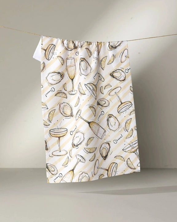 Oysters and Champagne Tea Towel, [product_price]- Greenhouse Home