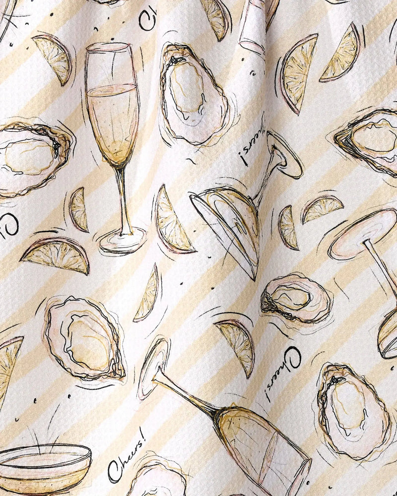 Oysters and Champagne Tea Towel, [product_price]- Greenhouse Home
