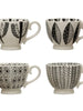 Stoneware Mug w/Pattern, Black & White, 16oz - Greenhouse Home