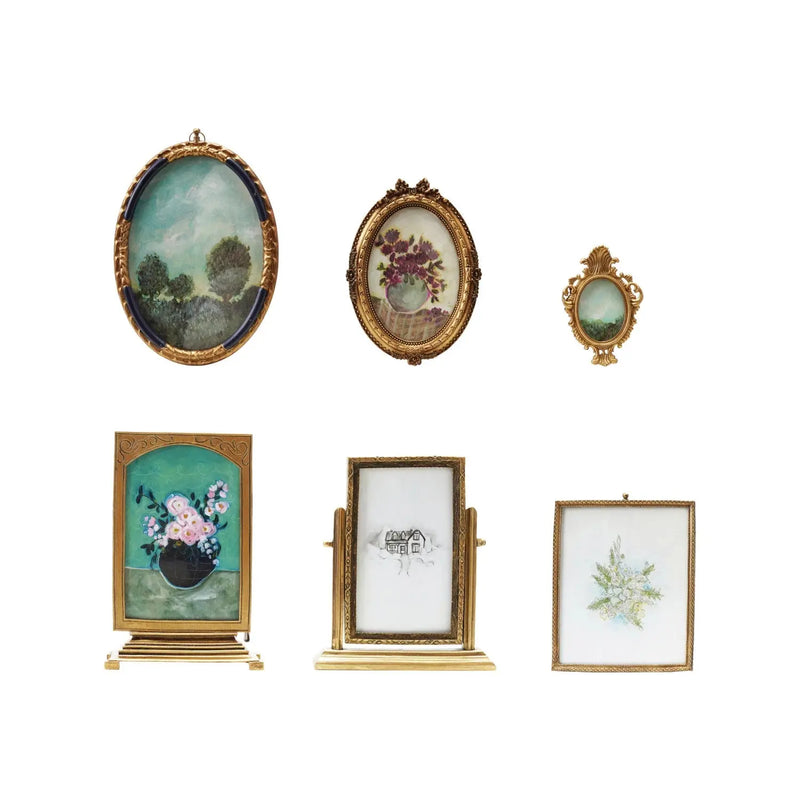 Pewter + Glass Photo Frame with Art Greenhouse Home