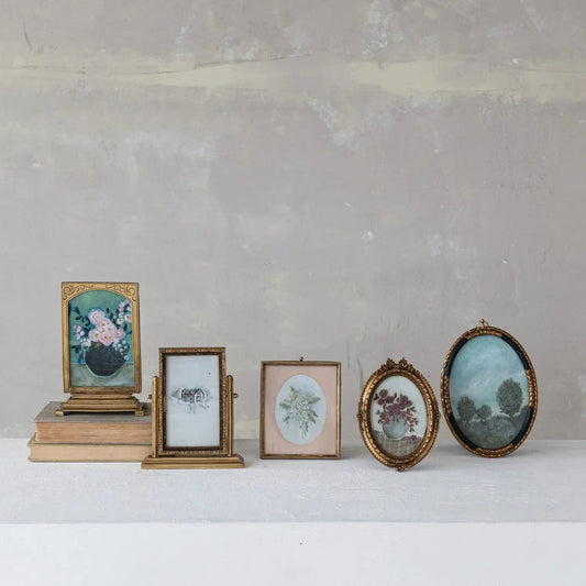 Pewter + Glass Photo Frame with Art Greenhouse Home