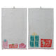 Printed Tea Towel with Gifts & Red Pom Pom Trim, 2 Styles ©