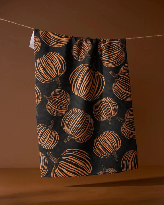 Pumpkin Noir Tea Towel Geometry