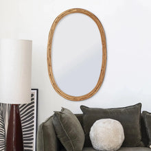 Rattan Framed Wall Mirror Greenhouse Home