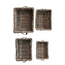 Rattan Nesting Baskets with Leather Handles Greenhouse Home