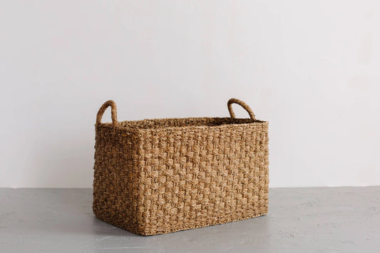 Rectangular Floor Basket with handles, Harvest Chatai weave Will & Atlas