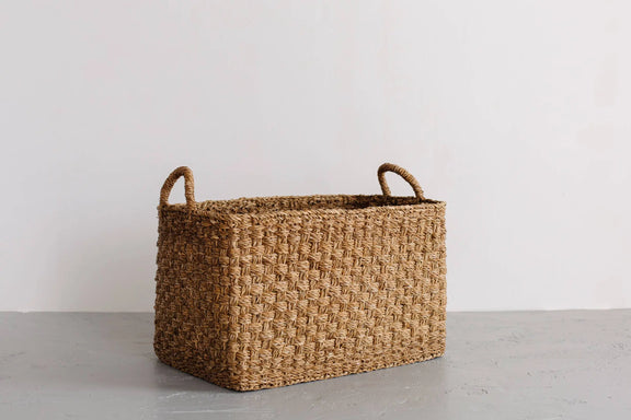Rectangular Floor Basket with handles, Harvest Chatai weave Will & Atlas