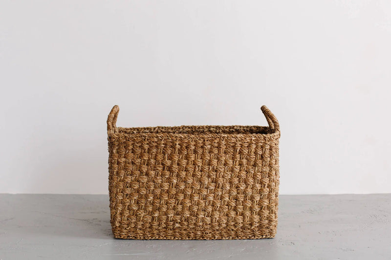 Rectangular Floor Basket with handles, Harvest Chatai weave Will & Atlas