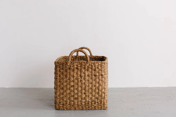 Rectangular Floor Basket with handles, Harvest Chatai weave Will & Atlas
