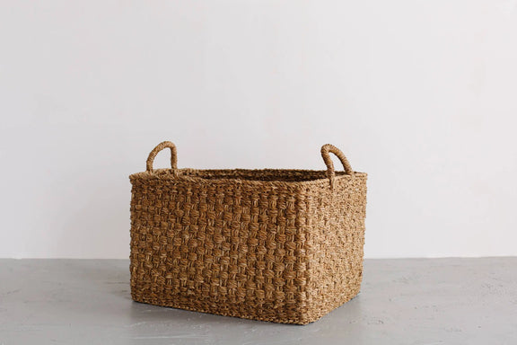 Rectangular Floor Basket with handles, Harvest Chatai weave Will & Atlas