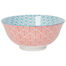 Red + Blue Leaf Geo Stamped Bowl, [product_price]- Greenhouse Home