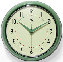 Retro Round Green Indoor Wall Clock 9.5 Inch, [product_price]- Greenhouse Home