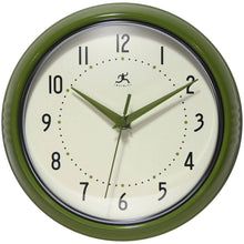 Retro Round Olive Green Indoor Metal Wall Clock 9.5 Inch: Olive Green / 9.5 Inch Infinity Instruments