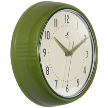 Retro Round Olive Green Indoor Metal Wall Clock 9.5 Inch: Olive Green / 9.5 Inch Infinity Instruments