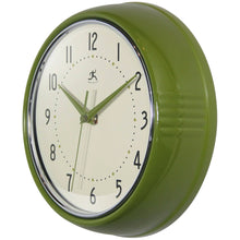 Retro Round Olive Green Indoor Metal Wall Clock 9.5 Inch: Olive Green / 9.5 Inch Infinity Instruments
