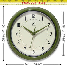 Retro Round Olive Green Indoor Metal Wall Clock 9.5 Inch: Olive Green / 9.5 Inch Infinity Instruments