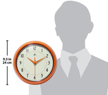 Retro Round Orange Indoor Wall Clock 9.5 Inch Infinity Instruments