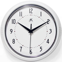 Retro Round White Indoor Wall Clock 9.5 Inch Infinity Instruments