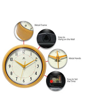 Retro Round Yellow Indoor Wall Clock 9.5 Inch, [product_price]- Greenhouse Home