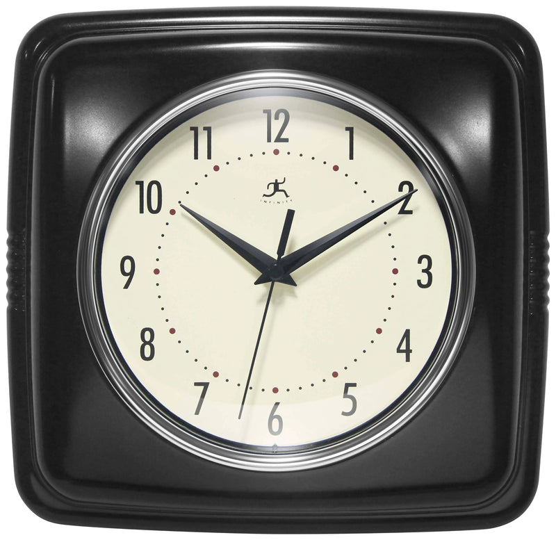 Retro Square Black Indoor Wall Clock 9.25 Inch, [product_price]- Greenhouse Home