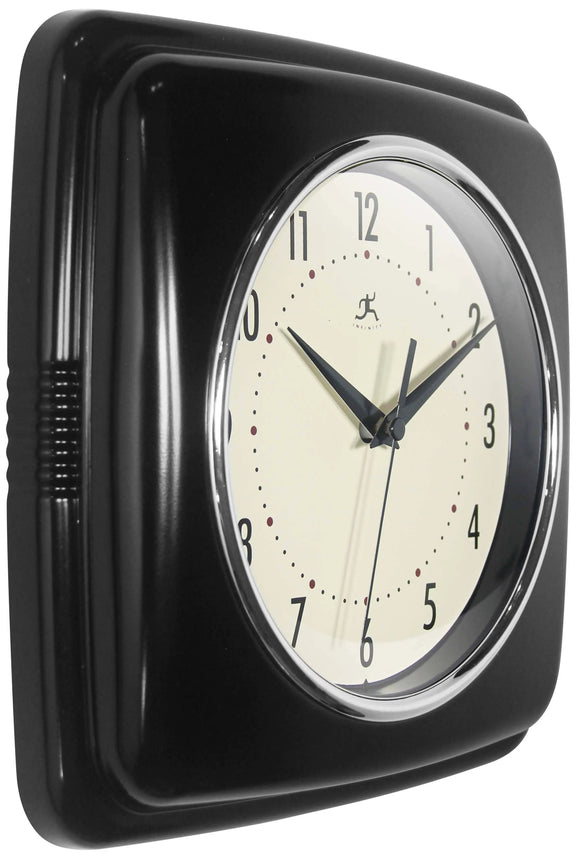 Retro Square Black Indoor Wall Clock 9.25 Inch, [product_price]- Greenhouse Home