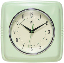 Retro Square Green Indoor Wall Clock 9.25 Inch, [product_price]- Greenhouse Home