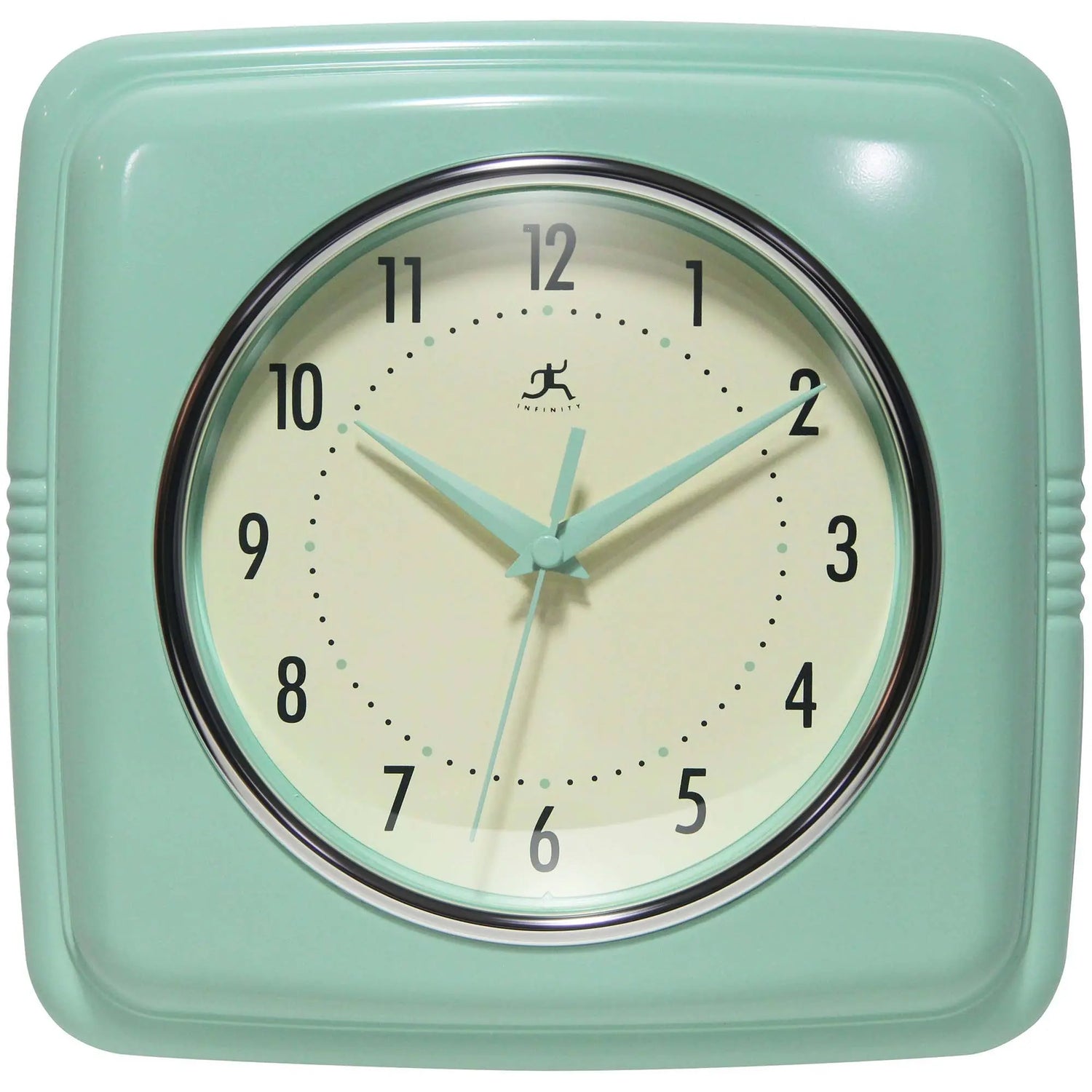 Retro Square Pastel Green Indoor Wall Clock 9.25 Inch: Pastel Green / 9.25 Inch Infinity Instruments