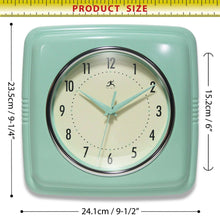 Retro Square Pastel Green Indoor Wall Clock 9.25 Inch: Pastel Green / 9.25 Inch Infinity Instruments