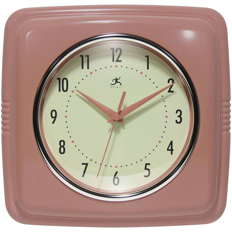Retro Square Terracotta Indoor Wall Clock 9.25 Inch: Terracotta / 9.25 Inch Infinity Instruments