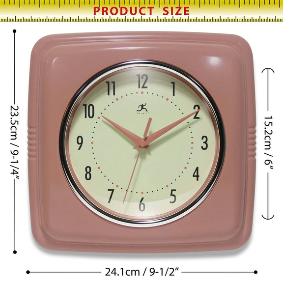 Retro Square Terracotta Indoor Wall Clock 9.25 Inch: Terracotta / 9.25 Inch Infinity Instruments