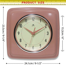 Retro Square Terracotta Indoor Wall Clock 9.25 Inch: Terracotta / 9.25 Inch Infinity Instruments