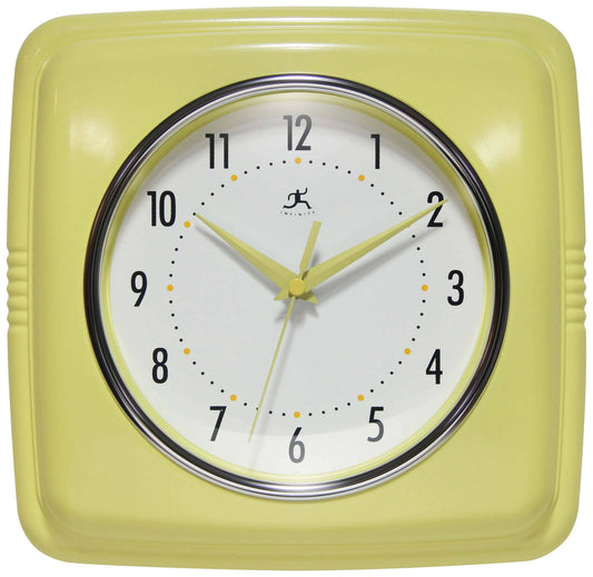Retro Square Yellow Indoor Wall Clock 9.25 Inch, [product_price]- Greenhouse Home