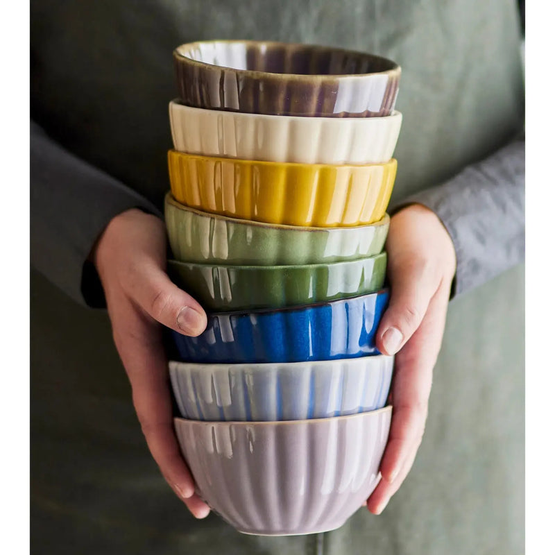 Ribbed Stoneware Bowl with Reactive Glaze Greenhouse Home