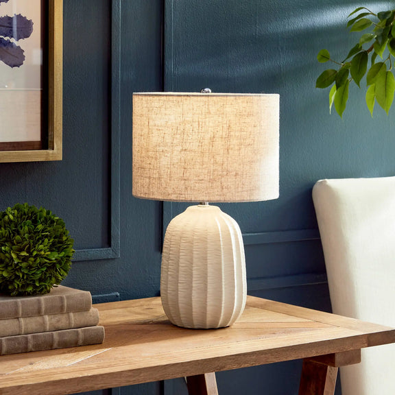 Risa Lamp: Cream / Ceramic Fabric Wiring Napa Home & Garden
