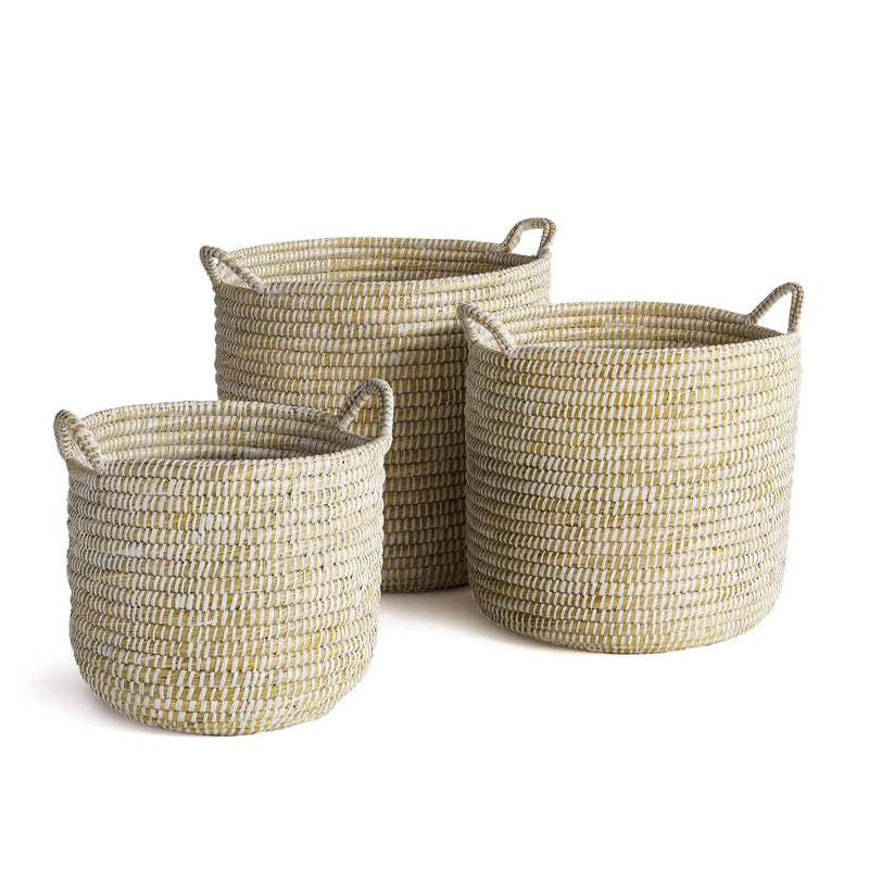 Rivergrass Round Baskets With Handles, Set of 3 Napa Home & Garden