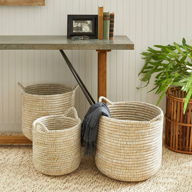 Rivergrass Round Baskets With Handles, Set of 3 Napa Home & Garden