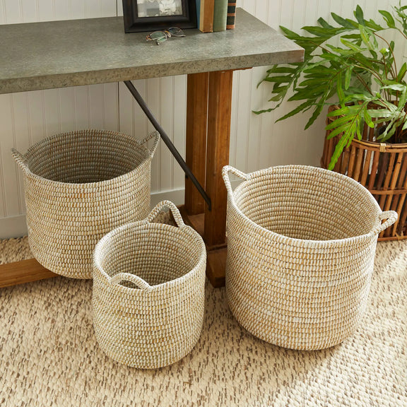 Rivergrass Round Baskets With Handles, Set of 3 Napa Home & Garden