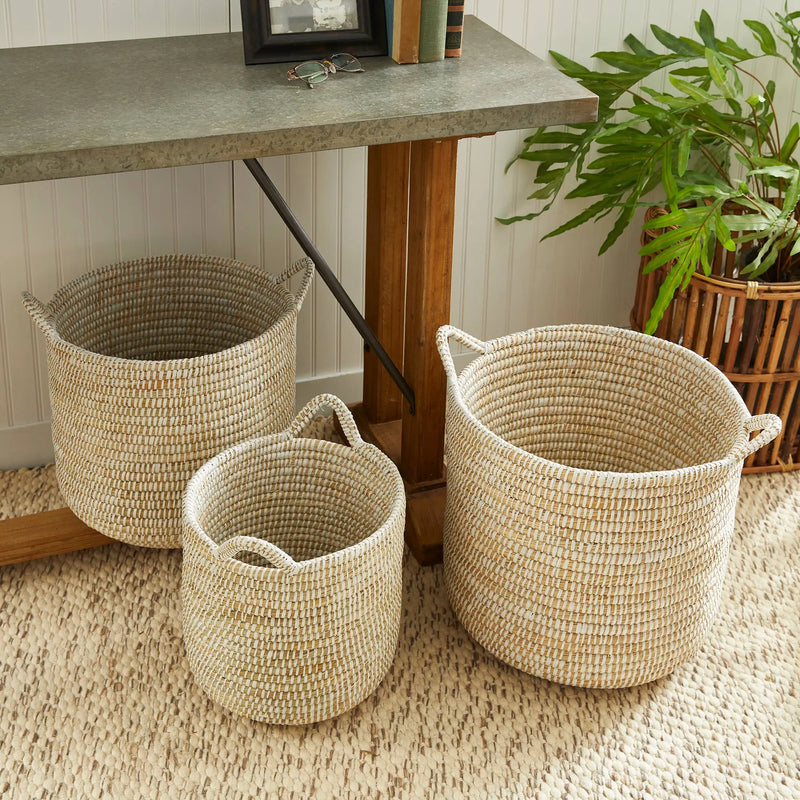 Rivergrass Round Baskets With Handles, Set of 3 Napa Home & Garden