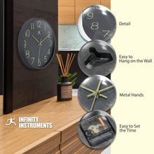 Round Dark Grey Wall Clock 14 Inch, [product_price]- Greenhouse Home