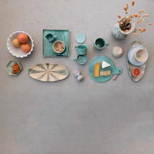 Round Stoneware Cheese/Cutting Board w/ Handle & Leather Tie Greenhouse Home