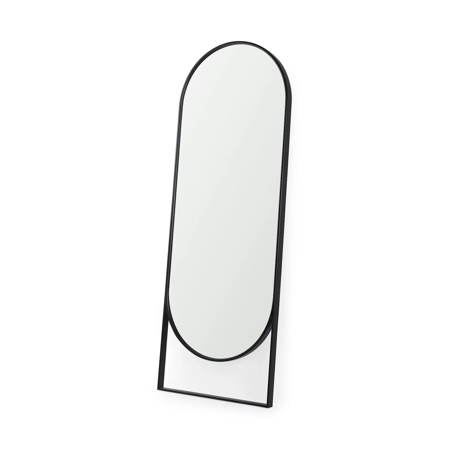 Sadie Black Metal Arched Floor Mirror Mercana