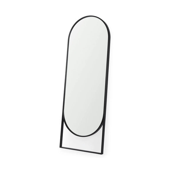 Sadie Black Metal Arched Floor Mirror Mercana