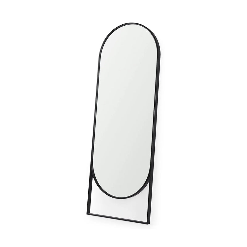 Sadie Black Metal Arched Floor Mirror Mercana