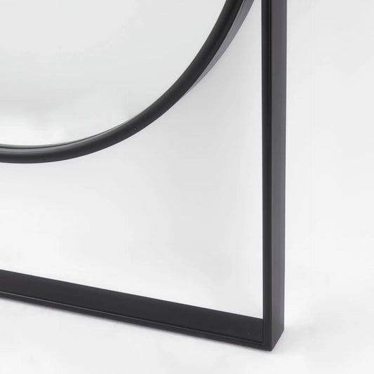 Sadie Black Metal Arched Floor Mirror Mercana