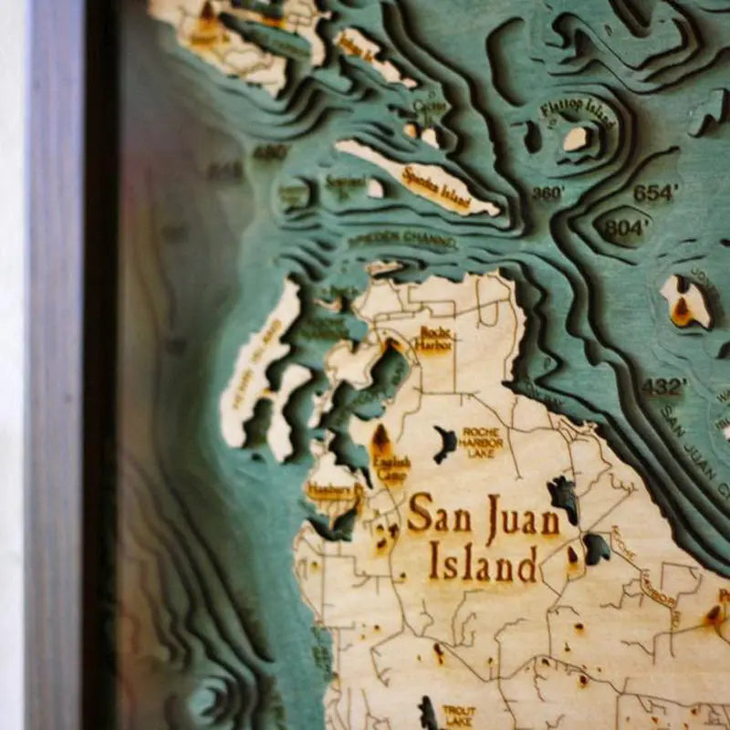 San Juan Islands Nautical Wood Chart Greenhouse Home