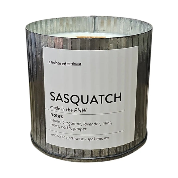 Sasquatch (Bigfoot) Rustic Vintage Wood Wick Candle PNW: 10oz Anchored Northwest