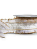 Sheer Ivory Ribbon with Ruffles and Gold Trim Raz Imports