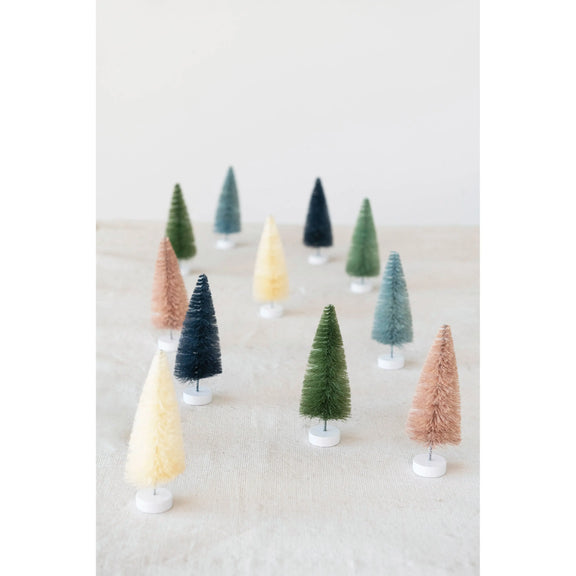 Sisal Bottle Brush Trees w/Wood Base Greenhouse Home
